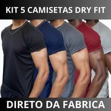 Kit 5 Camisetas Dry Fit Masculina Treino Academia Esportes Exercícios Corrida Cores Sortidas
