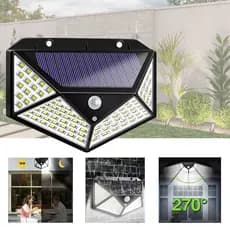Luminária Solar 100 Led Com Sensor de Presença Jardim Resistente a Chuva