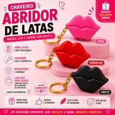 Chaveiro Abridor de Latas Formato Boca | Compacto e Resistente