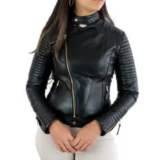 Jaqueta Feminina De Couro 100% Bovino Legítimo 235 Original Leve Macia Inverno Corta Vento