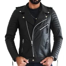 JAQUETA DE COURO LEGÍTIMO MASCULINA MOTOQUEIRO