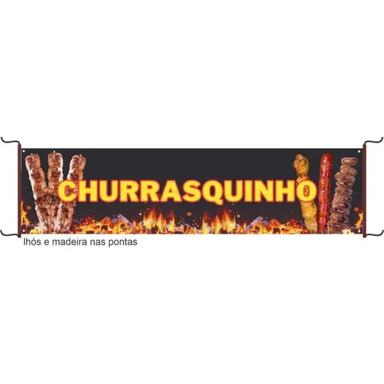 Faixa  Banner Venda Churrasco Churrasquinho 2metros x 50 cm em lona com madeira e ilhós