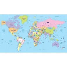 Mapa Mundi Alta Resolução Países Cidades Português 1,16X67CM