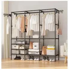 Guarda Roupa Portatil Arara Multifuncional Desmontavel Arara De Roupa Cabideiro Chão Sapateira Rack Organizador Multiuso