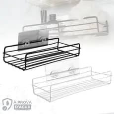 Prateleira de banheiro RETANGULAR, Porta shampoo, Porta tempero, suporte adesivo para parede, para cozinha e banheiro