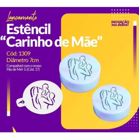 Estêncil Pão De Mel 7cm carinho de mãe - Porto Formas