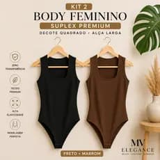 KiT 2 Body Feminino Suplex Decote Quadrado Alça Larga Regata Básico Liso Moda Casual Blogueira