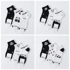 Meias Femininas Cano Curto Panda Kit 6/12 Pares Divertidas Confortáveis Sortida  xiongmao