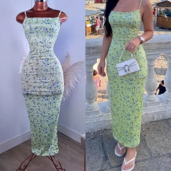 LANÇAMENTO Vestido Longo Floralzinho Tendência romântico moda feminina