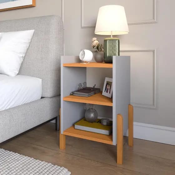 Mesa De Cabeceira Para Quarto Com Prateleira Pé Madeira Maciça Sofia Lançamento