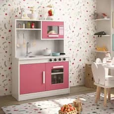 COZINHA ARMARIO INFANTIL Rosa Com Portas Pia e Cooktop 3 Bocas MDF/MDP