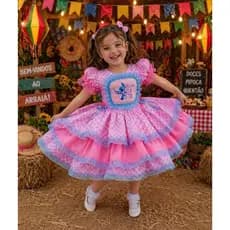 Vestido de festa junina caipira do stitch e angel VARIOS MODELOS, Vestido junino