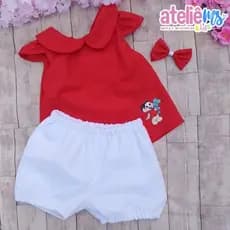 Conjunto Infantil Mônica Menina – Bata e Short Monica  + Laço de Brinde 🎀- Fantasia da Monica