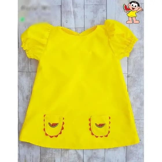 Vestido Infantil Magali Trapézio | Turma da Mônica com ou sem Aplique