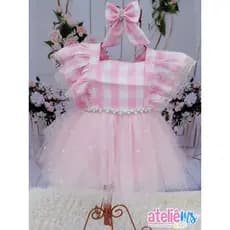 Vestido Infantil Luxo Tema Fazendinha | Festa e Aniversário da fazendinha ou Barbie Vestido xadrez rosa | Vestido Barbie