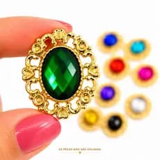 Kit Tags de Metal Camafeu DOURADO Com Chaton 10x14mm-Para Laços Mimos  Lembrancinhas Artesanato Caixinhas Personalizadas