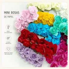 1 Pacote Flor De Papel Mini Rosa Para Artesanato 144 Unidades