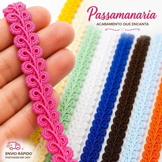 10 Metros Passamanaria 13mm Princess- Aviamento Artesanato Costura Caixa Acrílica Cofrinhos Tubo Latas