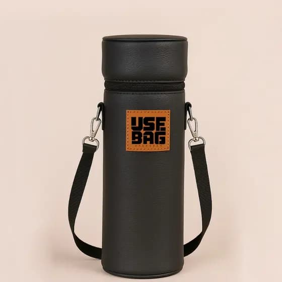 Bolsa Porta 1 Garrafa Bebida Wine Bag Térmica Impermeável Premium Courino Couro Comemoração Case