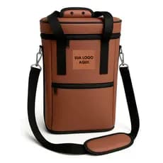 Bolsa Porta Vinho Personalizada 4 Garrafas Pronta entrega Couro Automotivo Use bag C/alça ombro