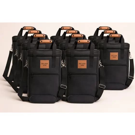 Kit 10 Bolsas Personalizadas Térmica Grande Couro Impermeável Bebidas Wine Whisky Antivazamento Premium Luxo