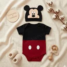 Kit body para bebê com touca mickey