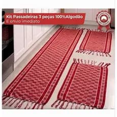 Kit Passadeira 3 Peças Jogo  De Cozinha  100% Algodão Com Franja Artesanal Tear Antiderrapante Decorativo