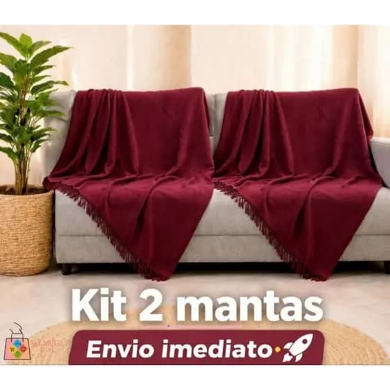 Kit 2 Mantas  de Sofá 2 e 3 lugares  2,10x1,20 Gigante Decorativa 100%Algodão Protetora Luxo