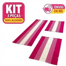 Jogo De Tapete  Cozinha Sala  Kit Passadeira 3 Peças 100% Algodão Decorativo Tear Artesanal Várias cores