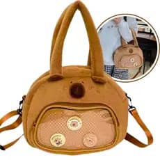 Bolsa Transversal Tiracolo Grande Capivara Pelúcia Fofa Adulto Infantil Instagram Youtube Kawaii
