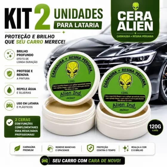 Kit 2 Cera Alien Ind Automotiva - Tira Riscos e Polimento -Revitalizadora Hidro-repelente
