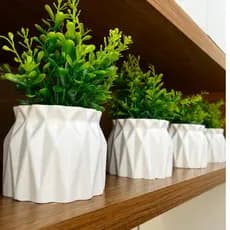 Kit 4 Unidades Vaso decorativo de gesso texturizado para Suculentas, Cactus e outras plantinhas cinturinha