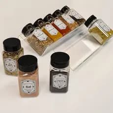 Kit 2 Suportes de Acrílico pra Tempero + 30 Rótulos 10 Potes