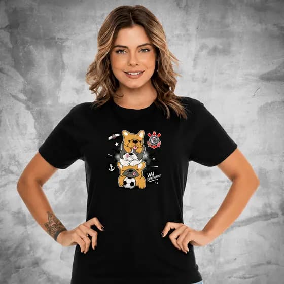 Camiseta Time Futebol Timão Paulista Estilo Casual Unissex Algodão Premium Estampa DTF Alta Durabilidade