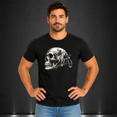 Camiseta Motoqueiro Caveira 100% Algodão Premium 30.1 Camisa Masculina