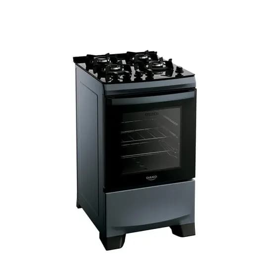 Fogão 4 Bocas a Gás Dako Supreme Timer Glass com Mesa de Vidro e Forno 60L Titanium Bivolt