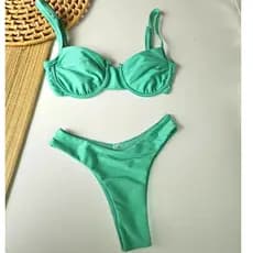 Biquíni Meia Taça  arco de sustentação com Calcinha Asa Delta – Moda Praia Feminina