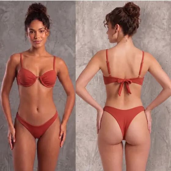 Biquíni Arco sustentação mais calcinha asa delta biquíni Feminino Terra Cota Moda Praia biquíni .Biquíni da moda