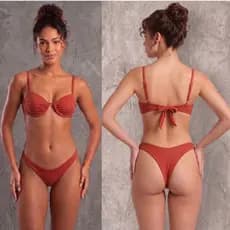 Biquíni Arco sustentação mais calcinha asa delta biquíni Feminino Terra Cota Moda Praia biquíni .Biquíni da moda