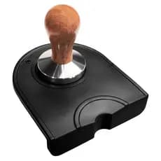 Kit Tamper de Madeira 51/58mm + Tapete de Compactação em Silicone Antiderrapante Para Café Espresso