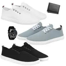 Tênis Masculino Trabalho Lazer Básico Barato Confortável + Relógio + Carteira Slim - 1 PAR