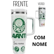 Copão Térmico Personalizado Com Nome Palmeiras 1200ml Canudo Parede Dupla Garrrafa Lindo Presente Homem Mulher Mãe Pai