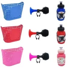 Kit Acessórios Bicicleta Infantil Cesta Buzina Garrafa Bike Aro 14/16/20 Colorido Squeeze Corneta