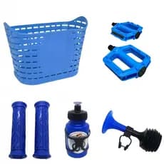 Kit Acessórios Bicicleta Infantil Cesta Buzina Garrafa Manopla e Pedal Plataforma Aro 20 Bike