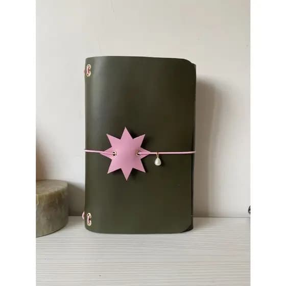 Capa Caderno Couro Sintético Midori A5 Planner Journal Agenda + Charm Couro Personalizado