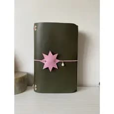 Capa Caderno Couro Sintético Midori A5 Planner Journal Agenda + Charm Couro Personalizado