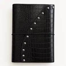 Capa Caderno A5 Capa em Couro Sintético Croco Detalhe Com Tachas Midori Planner Journal Agenda