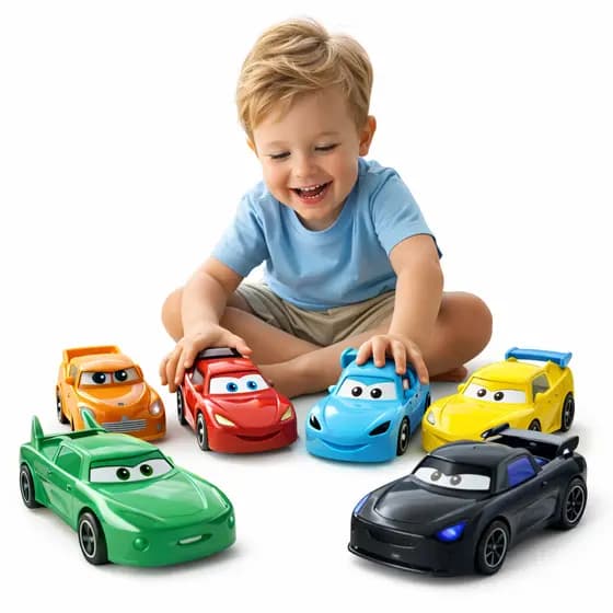 Kit 6 Carrinhos Carros Fricção Plástico Relâmpago Brinquedo Mcqueen Infantil Colorido