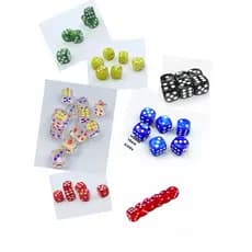 Kit 6 pcs Dados P/ Jogo De Salao Vermelho Branco Coloridos Marmorizados 6 Faces