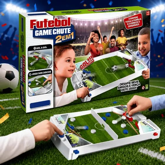 Futebol de Botão Mesa 2 em 1 Brinquedo Infantil Menino Tabuleiro Gol Peteleco Pinball Pregobol Bola